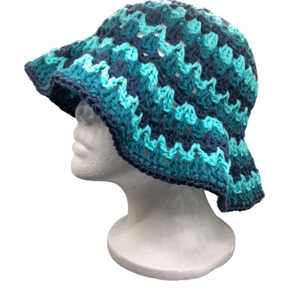 Crochet Bucket Hat | Aqua & Peacock - Picture 14 of 16